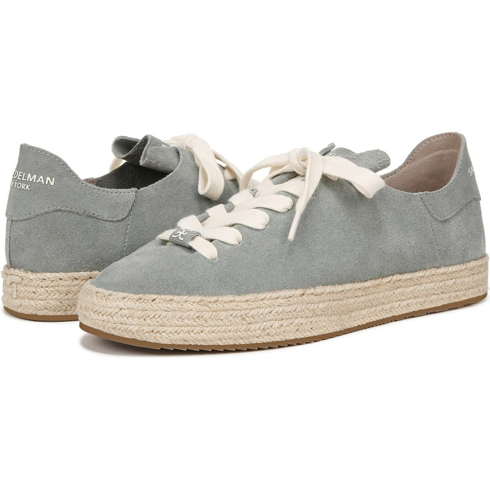 Sam Edelman Poppy Espadrille Suede Blue Gray Low Top Jute Sneakers in Size 7